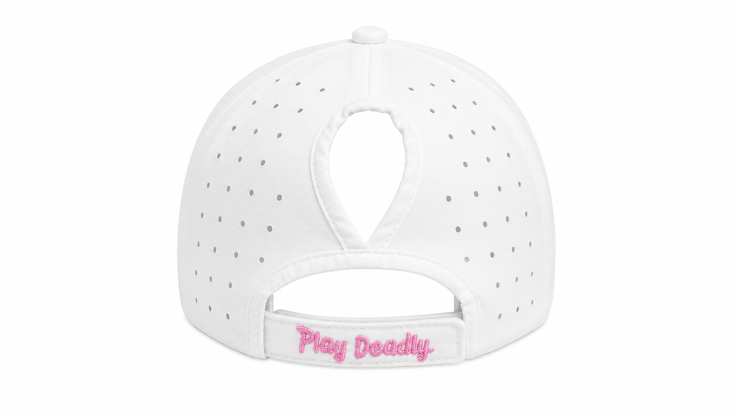 Women's Performance Ponytail Hat – White/Pink